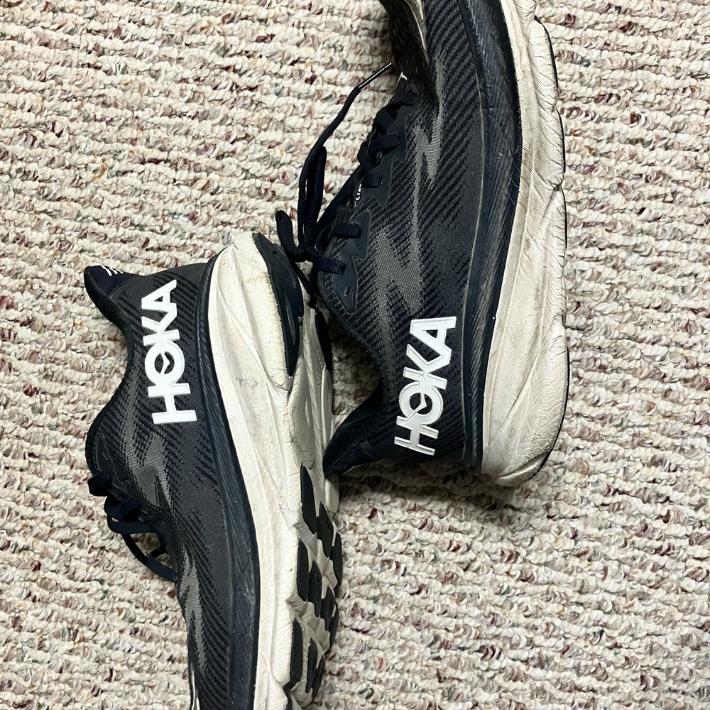 Hoka One One Black and White Athletic Shoes with Cushioned Midsole